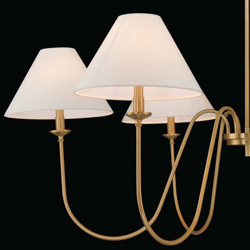 Lustre classique / traditionnel à 6 lumières à intensité variable, Or brossé, H 21 po x l 50 po x P 50 po