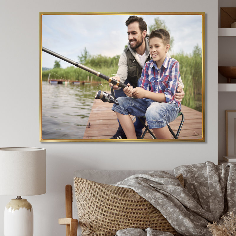 " Hunter S Fishing Pursuit II ", Gold Floater Framed, 16" H x 32" W