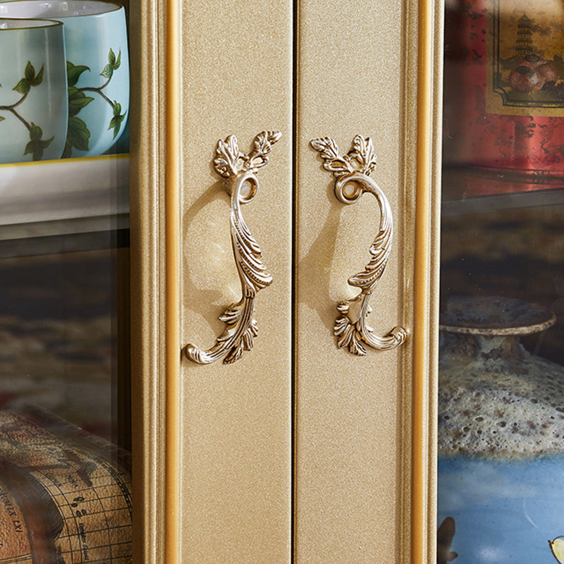 European Champagne Gold Marble Storage Cabinet