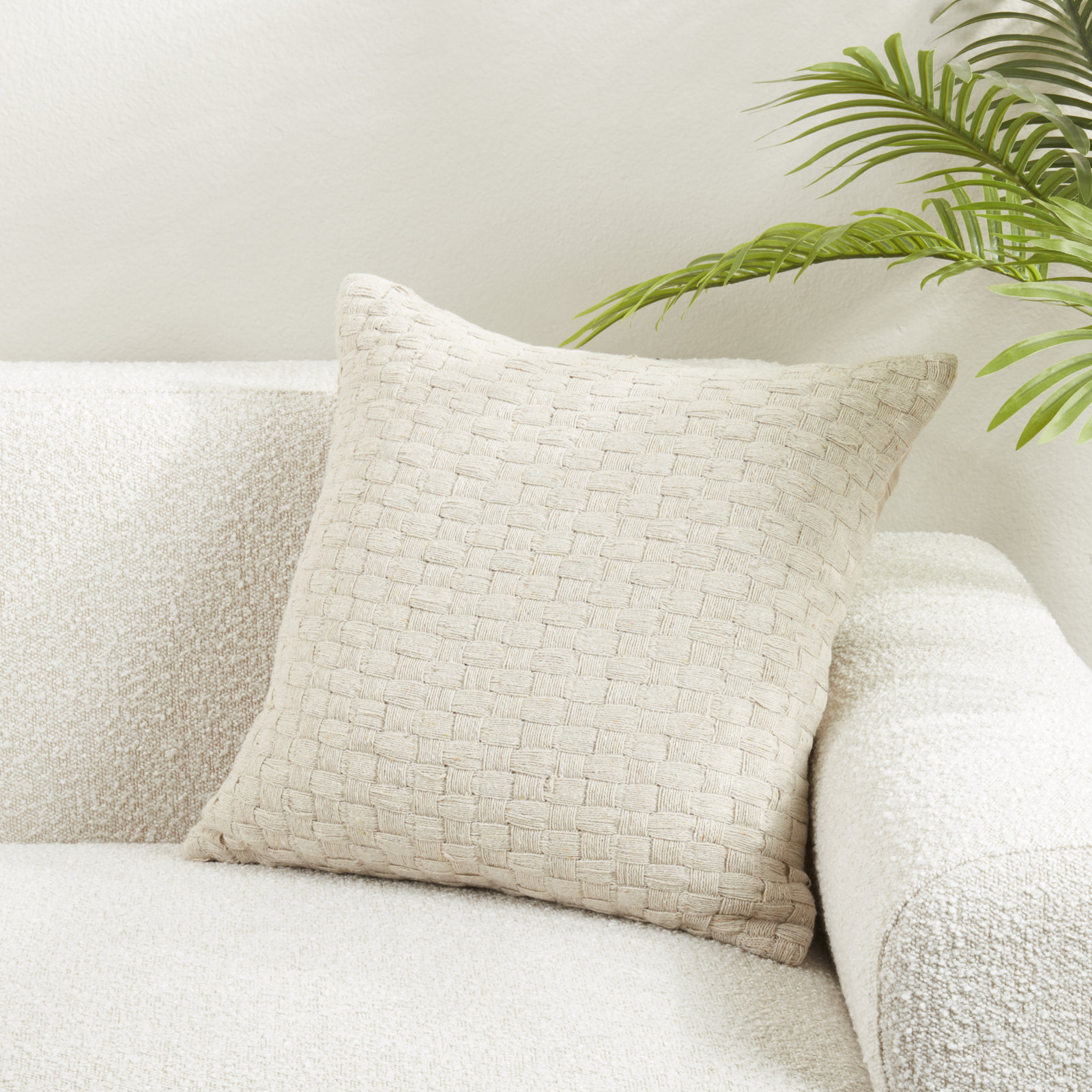 Textured Waffle Weave Pillow Cover, Polyester, Ivory