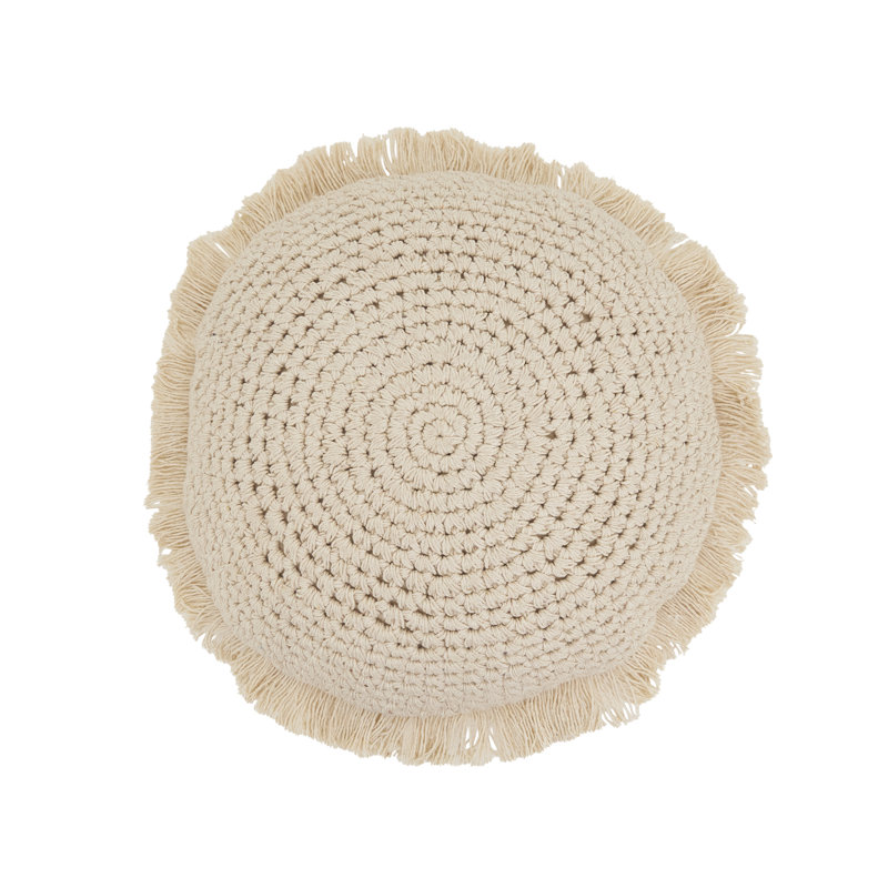 Round Fringe Poly Filled Throw Pillow