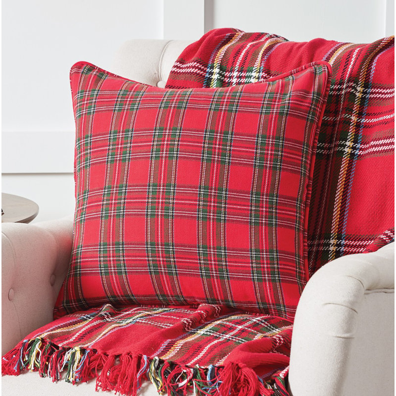 Cotton Plaid Throw Pillow