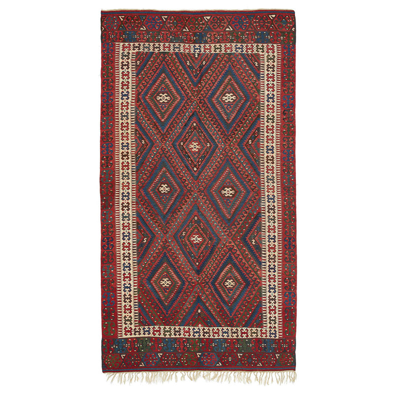 Purple Vintage Anatolian Wool Kilim Rug - 5'5"" x 10'1""