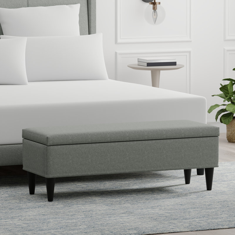 Banc de rangement en tissu, Pierre, H 16,75 po x l 46,46 po x P 17 po