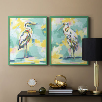 Bright Heron Fresco I-Premium Framed Print -Ready to Hang - No Nails Required - No Nails Required