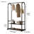Black Clothing Rack for Hanging Clothes,Sturdy metal clothes rack,Modern Garment Rack with Bottom Storage Shelves and 6 Side Hooks,Freestanding Wardrobe Rack for Bedroom or Closet 
