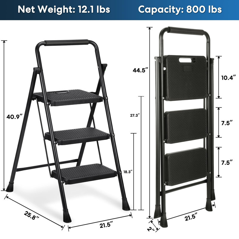 3-Step Aluminum Lightweight Folding Step Stool