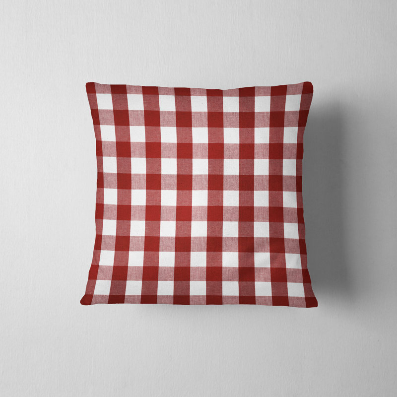 Housse de coussin rouge à carreaux, H 16 po x l 16 po