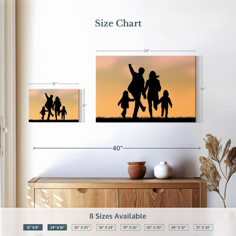 Silhouette de famille Leisha, H 16 po x l 24 po