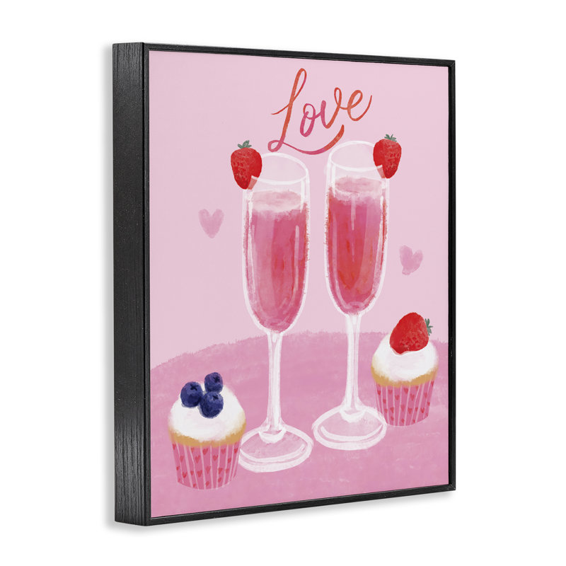  «Valentine's Twin Champagne», art de la giclée encadrée par Be Ni La, H 30 po x l 24 po, Giclée encadrée noir minuit