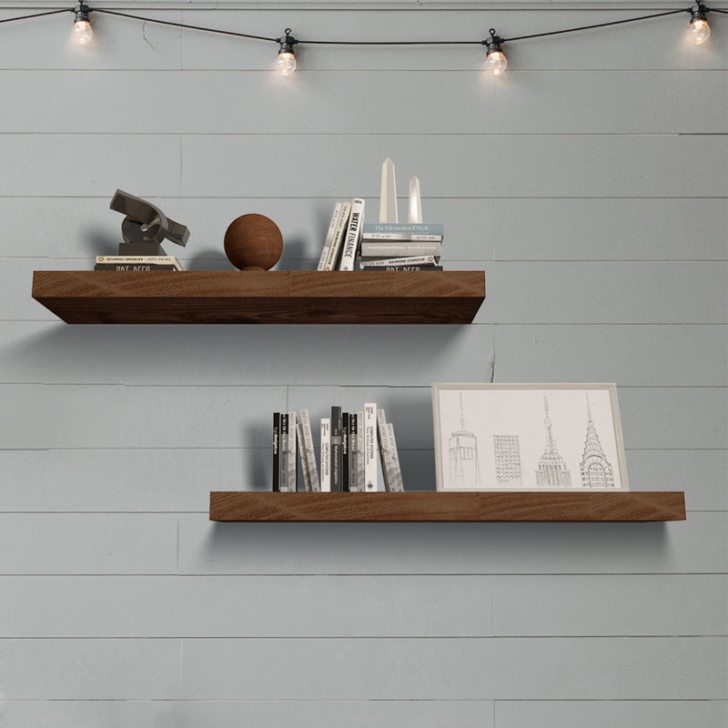 Ensemble de 2 tablettes flottantes murales, H 1,57 po x l 24 po x P 6 po, Walnut