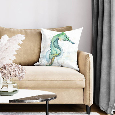 Sea horse - 20"x20" Throw pillow cover - Poly twill - Print on demand