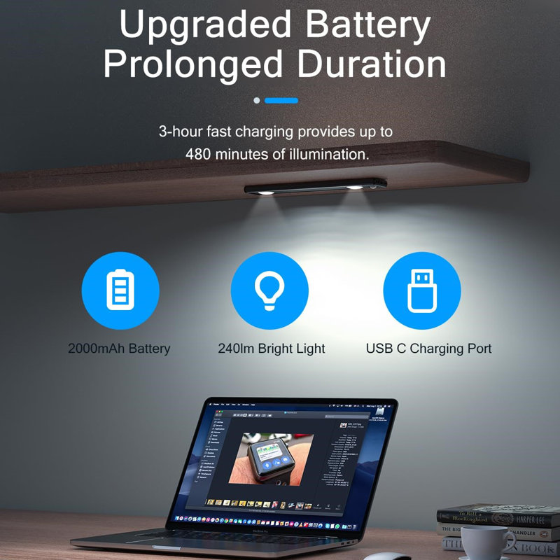 Lepotec Under Cabinet Lights - LED Wireless Motion Sensor Light, Rechargeable, Spotlight for Kitchen & Hallway, 3000