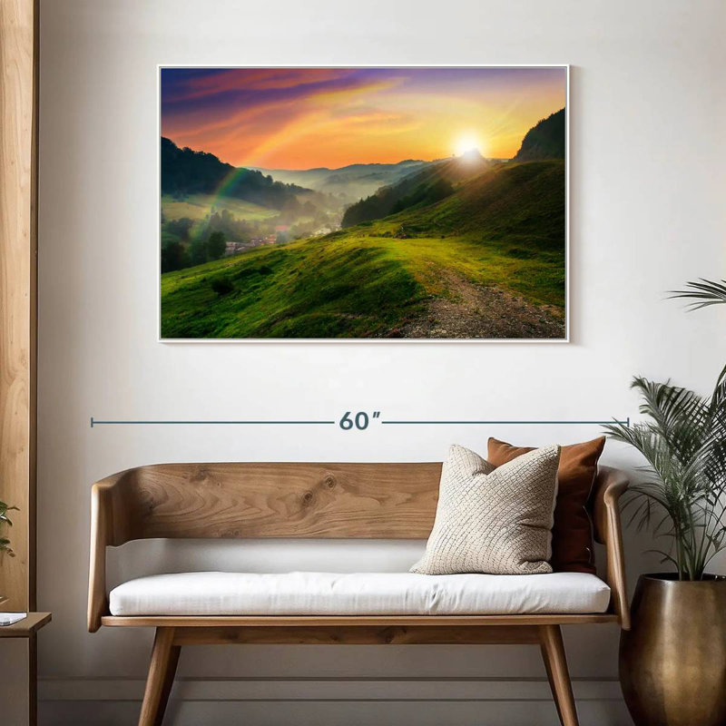 Matinée arc-en-ciel, Cadre flottant blanc, 46 po x 31 po