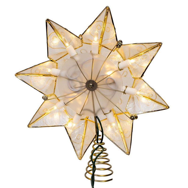 Kurt Adler 10-Light LED Capiz with Scroll Accents Star Tree Topper