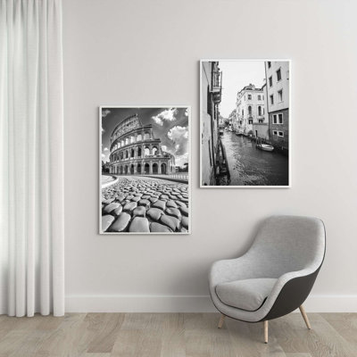 Ensemble de 2 peintures décoratives encadrées, 19,7 x 27,6 pouces chacune | Panneau de fibres à densité moyenne durable à 100% avec impression numérique | Parfait pour le salon, la chambre à coucher ou le bureau | Art mural élégant pour rehausser n'importe quel espace