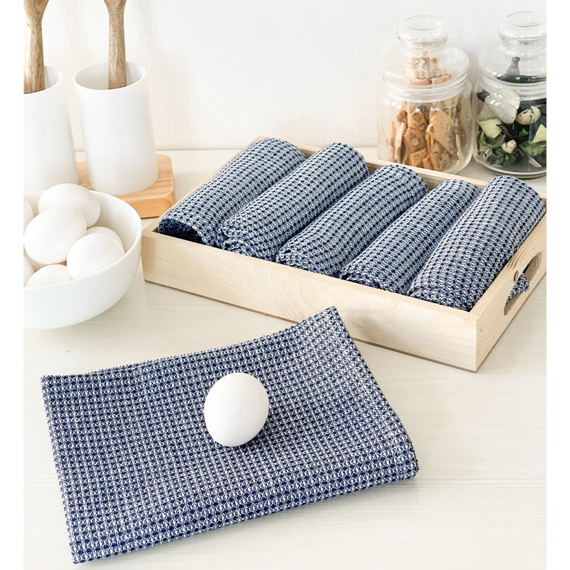 Cotton Dish Cloth Kitchen Towel, Blue-White