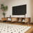 Tv Stand, 75/80/85 Inch Tvs, 78 - Console, Storage, Living Room, And Glass Storage Configuration, Finger Pull Handle, Soft Closing Hinges, Solid Wood Leg Arrangement, Walnut Color Scheme Tint Design,