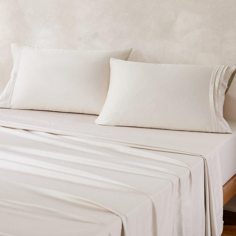 Ensemble de draps en coton français, Beige, Ensemble de draps pour grand lit