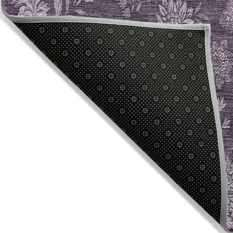 3' X 5' Plum Purple And Lavender Floral Washable Indoor Outdoor Area Rug
