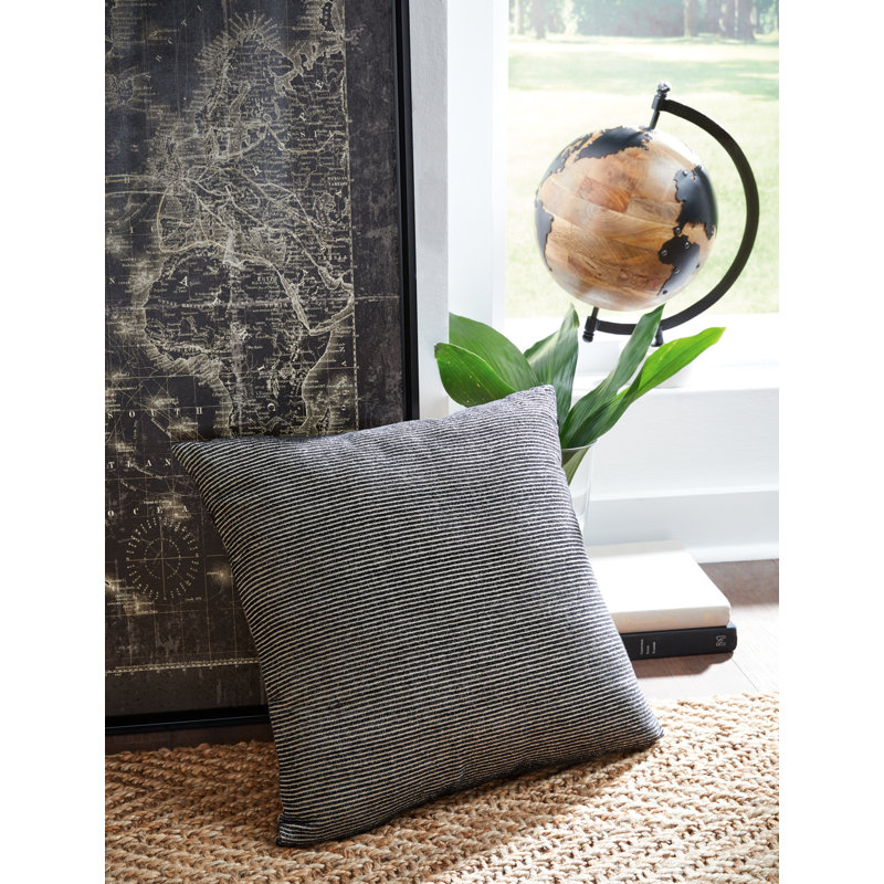 Black and White Striped Cotton Throw Pillow