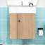 Meuble-lavabo flottant de 21,6 po avec lavabo en céramique, rangement à gauche et porte à fermeture en douceur