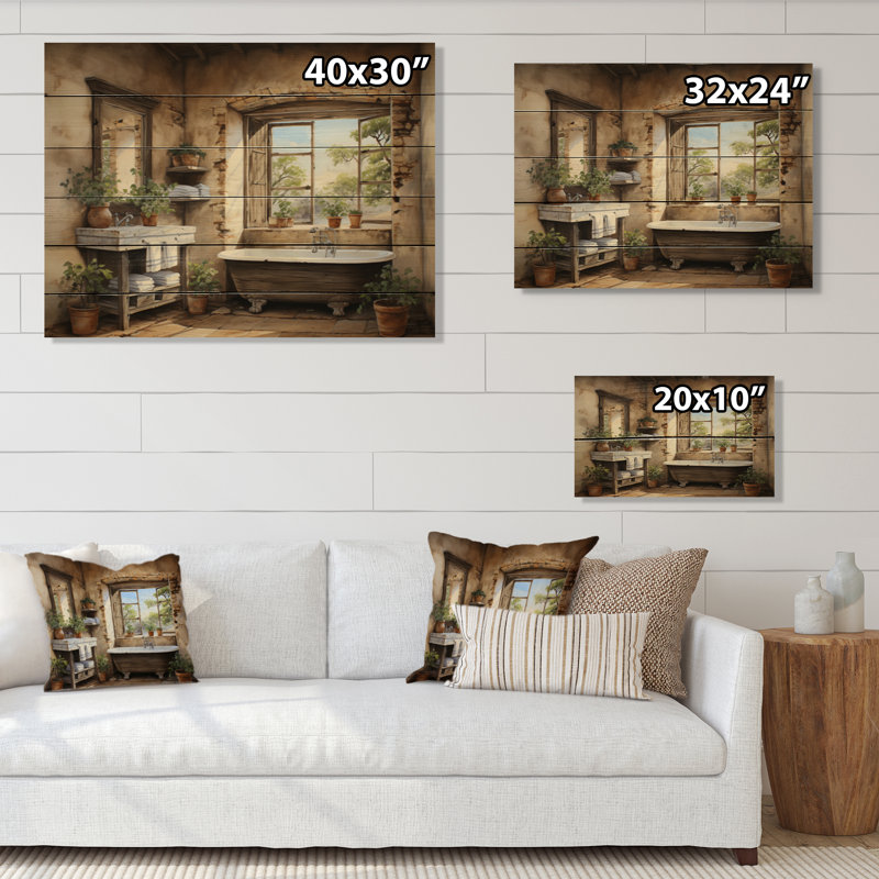 Countryside Crimson Vineyard I On Wood Print, H 30 po x l 40 po x P 0,78 po