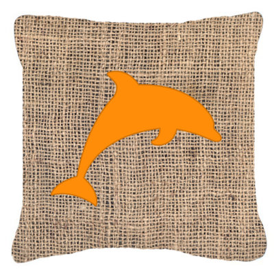 Dolphin Dolphin Burlap IndoorOutdoor Throw Pillow