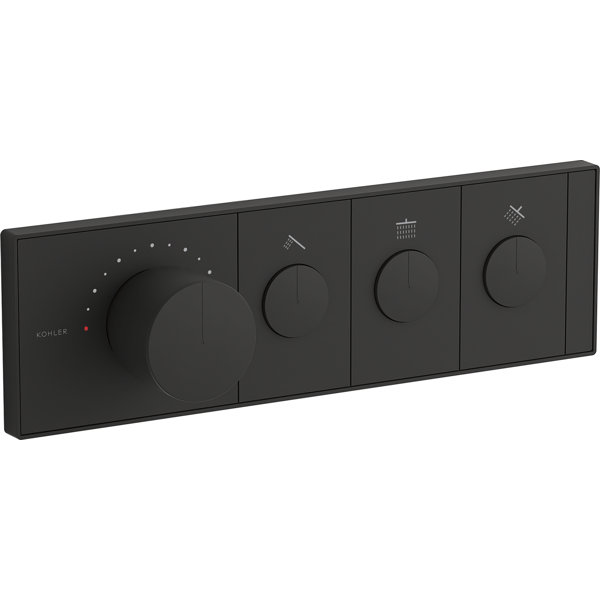 KOHLER Anthem 2-Outlet Thermostatic Valve Control Panel with Recessed Push Buttons in Matte Black
