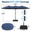 Parasol de patio rectangulaire de 15 pi avec base et lumières solaires, parasol extérieur décalé avec rotation à 360 °, système à manivelle, auvent Upf 50+ pour cour, piscine, terrasse-34533478