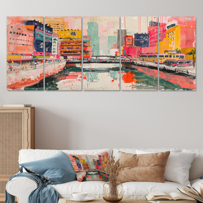 Rose, gratte-ciel de New York City - ensemble d'art sur toile New York City