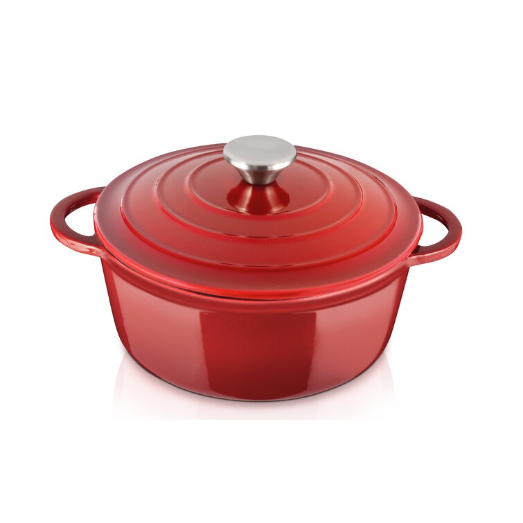 MasterPRO 2 qt. Cast Iron Dutch Oven with Lid, Red