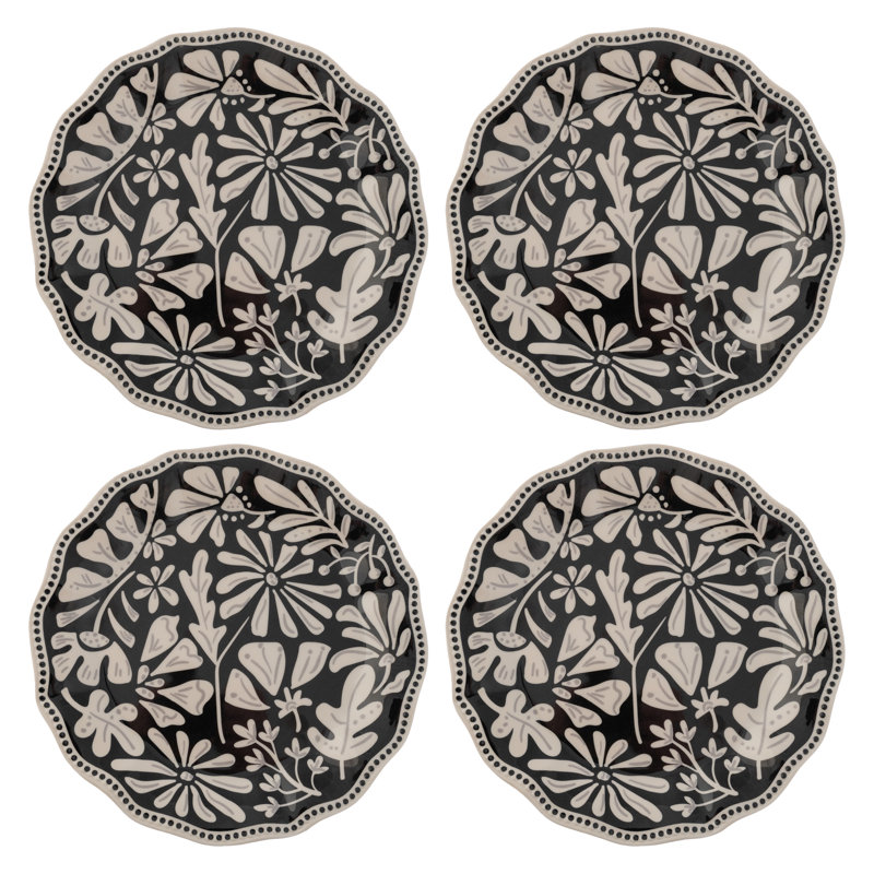 MELAMINE SALAD PLATES S/4  DUSK FLORAL (F24)
