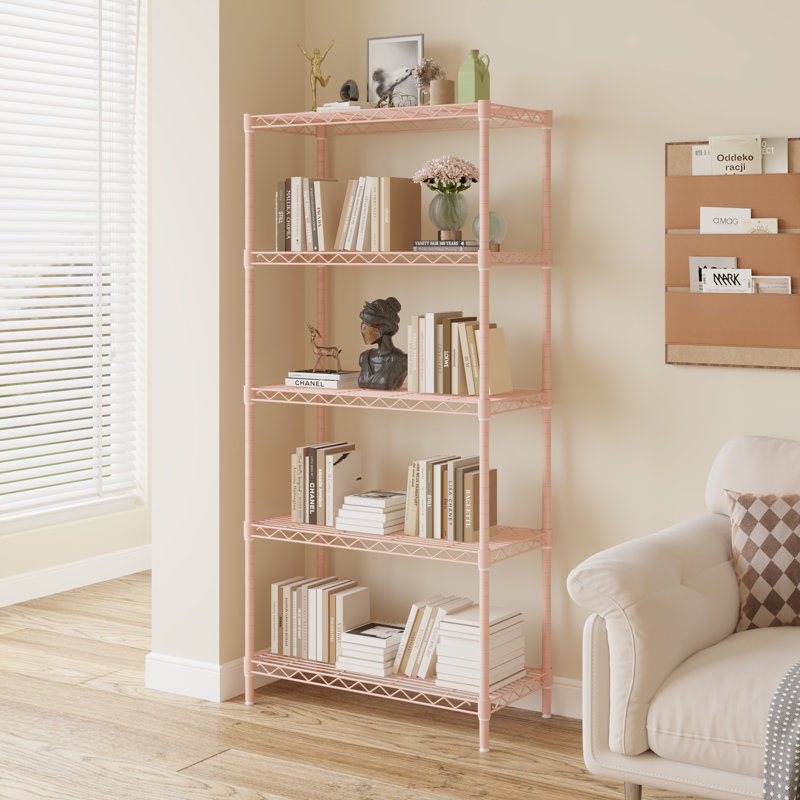 5 Tier Storage Rack Wire Shelving Unit Storage Shelves Black, Pink