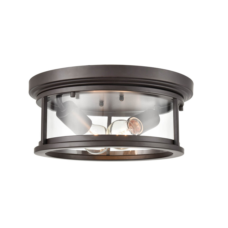 Powder Coat Bronze Glass 12" Flush Mount Light