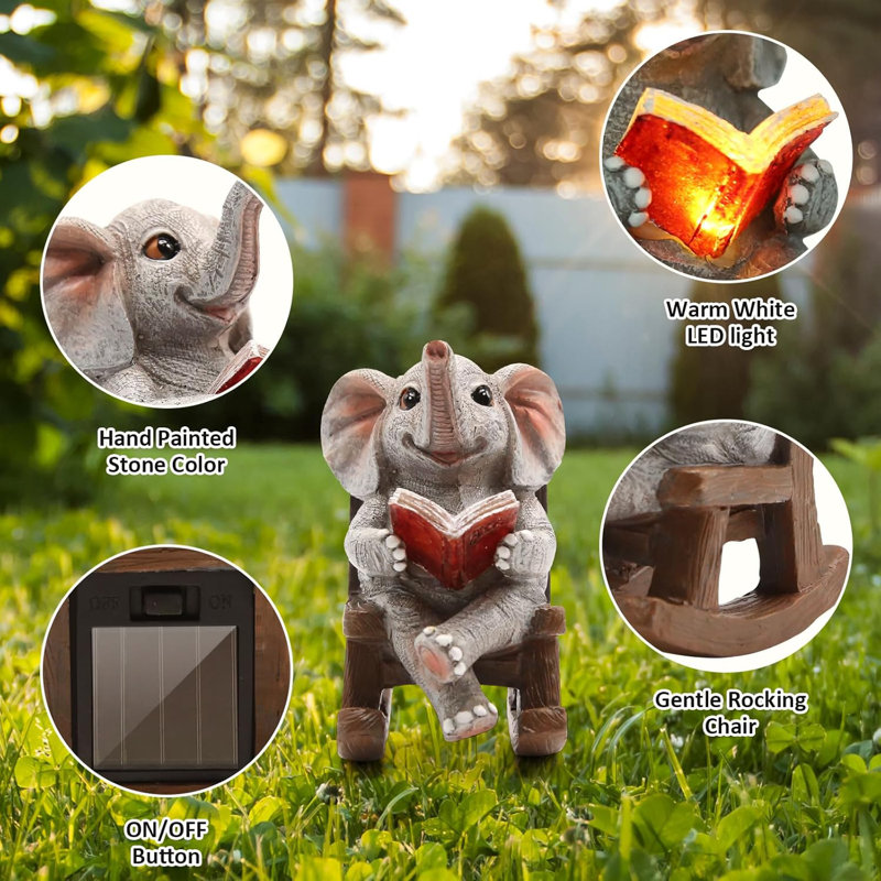 Statue de jardin solaire Lucky Elephant