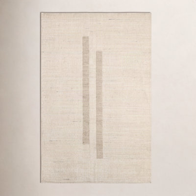 Nona Ivory Tan Hand-Woven Striped Rug