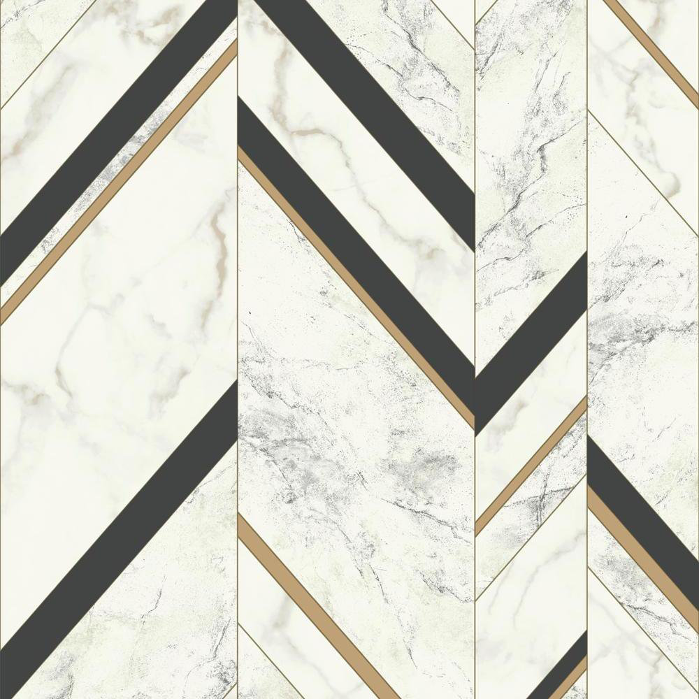 Marble Chevron 32.8' L x 20.8" W Metallic Wallpaper Roll York Wallcoverings 