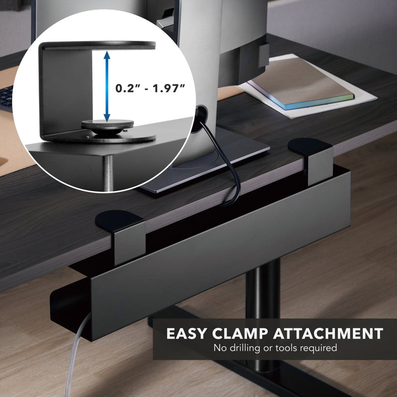 Clamp-On Under Desk Cable Management Tray