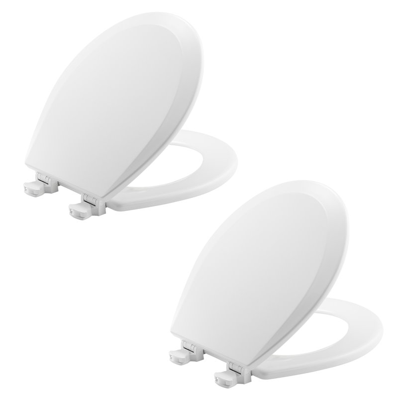 Siège de toilette Bemis 500EC avec charnières faciles à nettoyer et à changer, bois durable, rond, blanc, paquet de 2