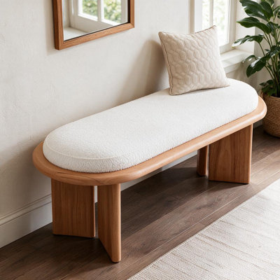 Banc de lit en bois massif de 119 cm (46,85 pouces) avec revêtement rembourré, idéal pour l'entrée, la salle à manger ou le couloir.