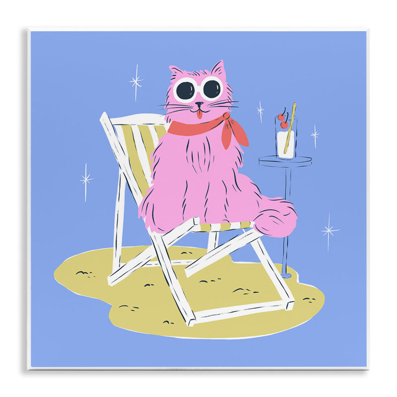 Plaque murale pour chat Summer Beach Chair, design par Krissy Mast