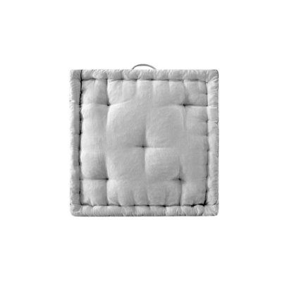 Polyester Chenille Floor Pillow Cushion 24x24 Inch Grey Tufted Detailing with Scalloped Edge