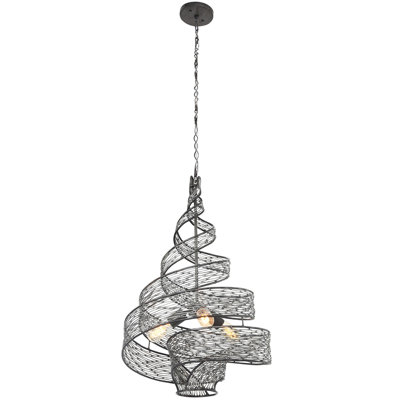Luminaire suspendu torsadé 3 lumières Flow - Acier