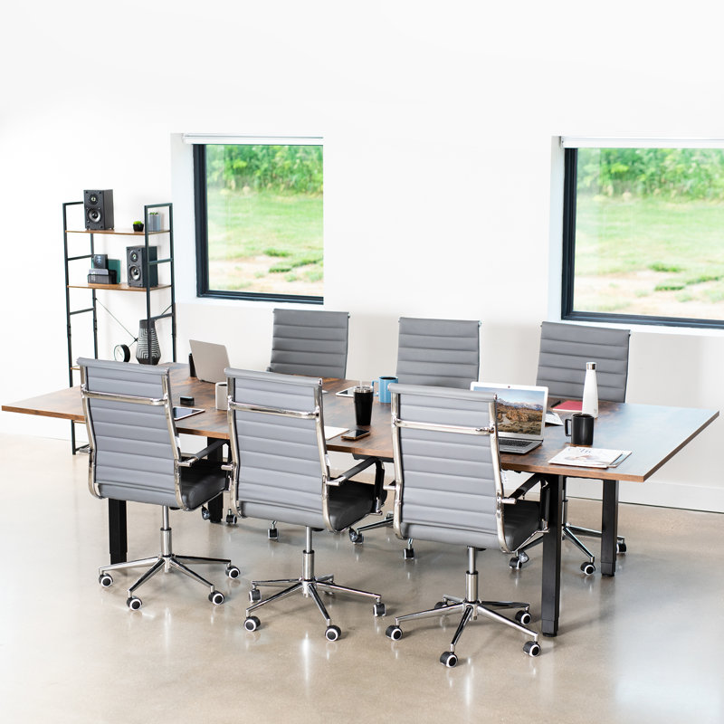 Bureau en coin VIVO Electric 95 po x 55 po, série 404B, H 28,7 po x l 118 po x P 54,3 po, Brun rustique rétro / noir