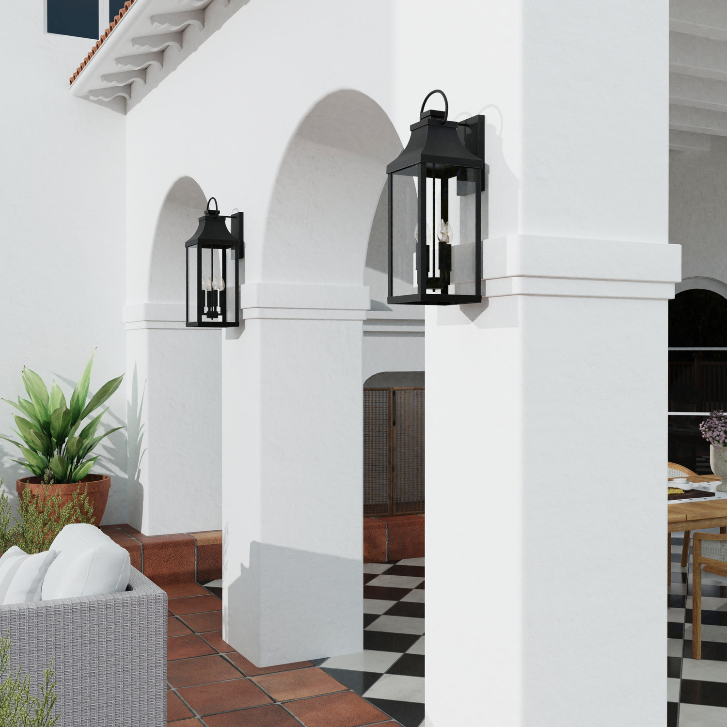 Caden 4 Light Outdoor Wall Light, Black