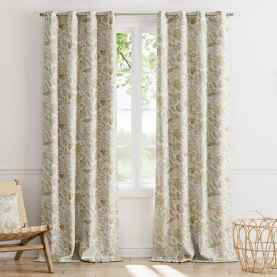 Blackout Kids Curtains Floral Curtains for Girl Room Grommet Top Curtain Pair