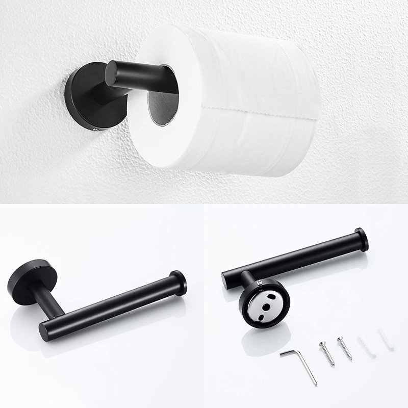 Matte Black 3 Sus304 Stainless Steel Bathroom Hardware. Contains Towel Bar, Toilet Paper Holder, Robe Hook. Rustproof, , Scratch-. Contemporary Style. Simple Installation. Mounting Hardware Included