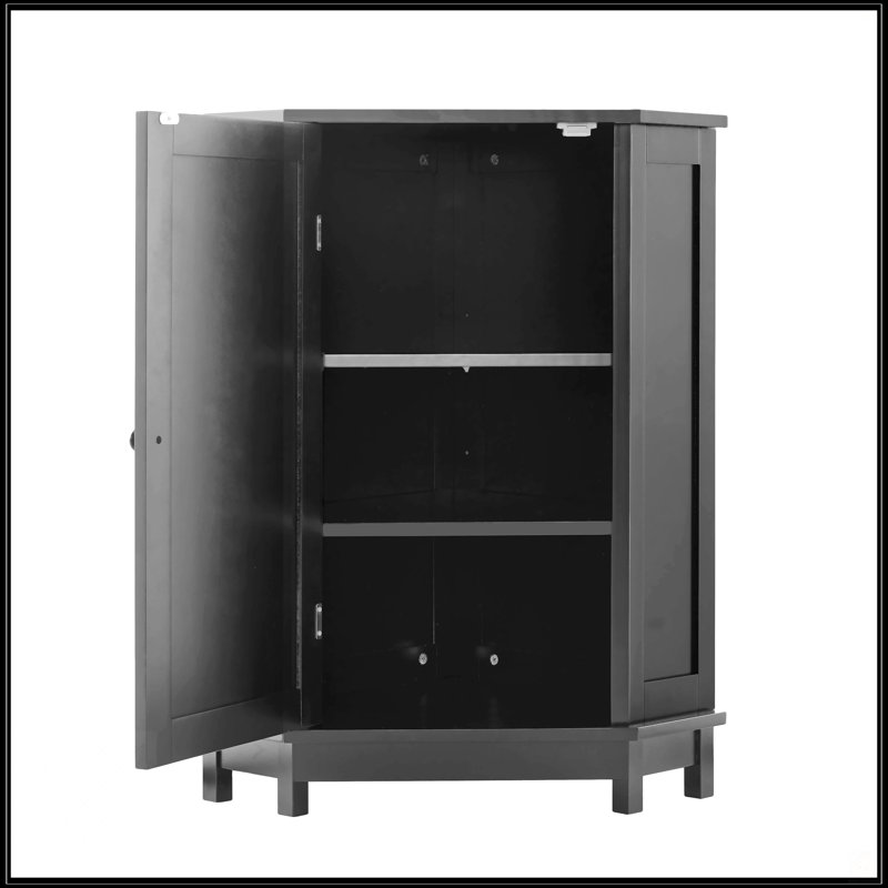Armoire de salle de bain d'angle avec tablette réglable, Noir