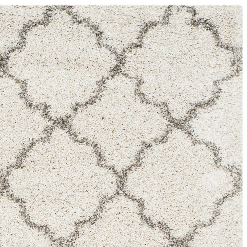 Darrold Shag Performance Geometric Rug, Ivory/Gray, Rectangle 9' x 12'